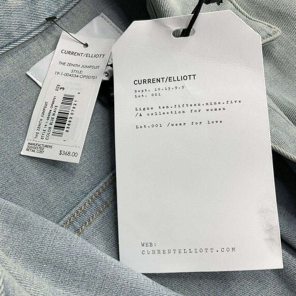 Current Elliot Jumpsuit Womens Sz 3 The Zenith Denim Wide Leg Lightwash Nwt $368 - Picture 5 of 12